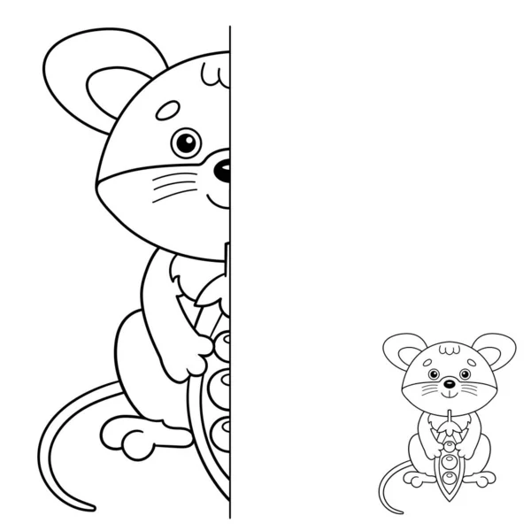 Coloring page outline of cartoon little mouse with strawberries coloring book for kids stock vector by oleon