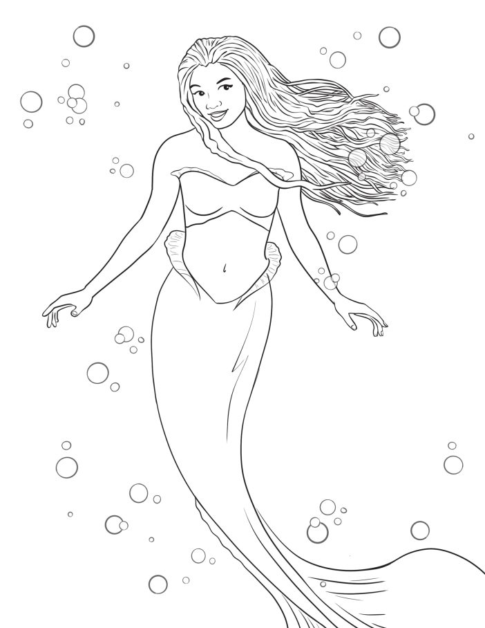 Halle bailey the little mermaid coloring pages