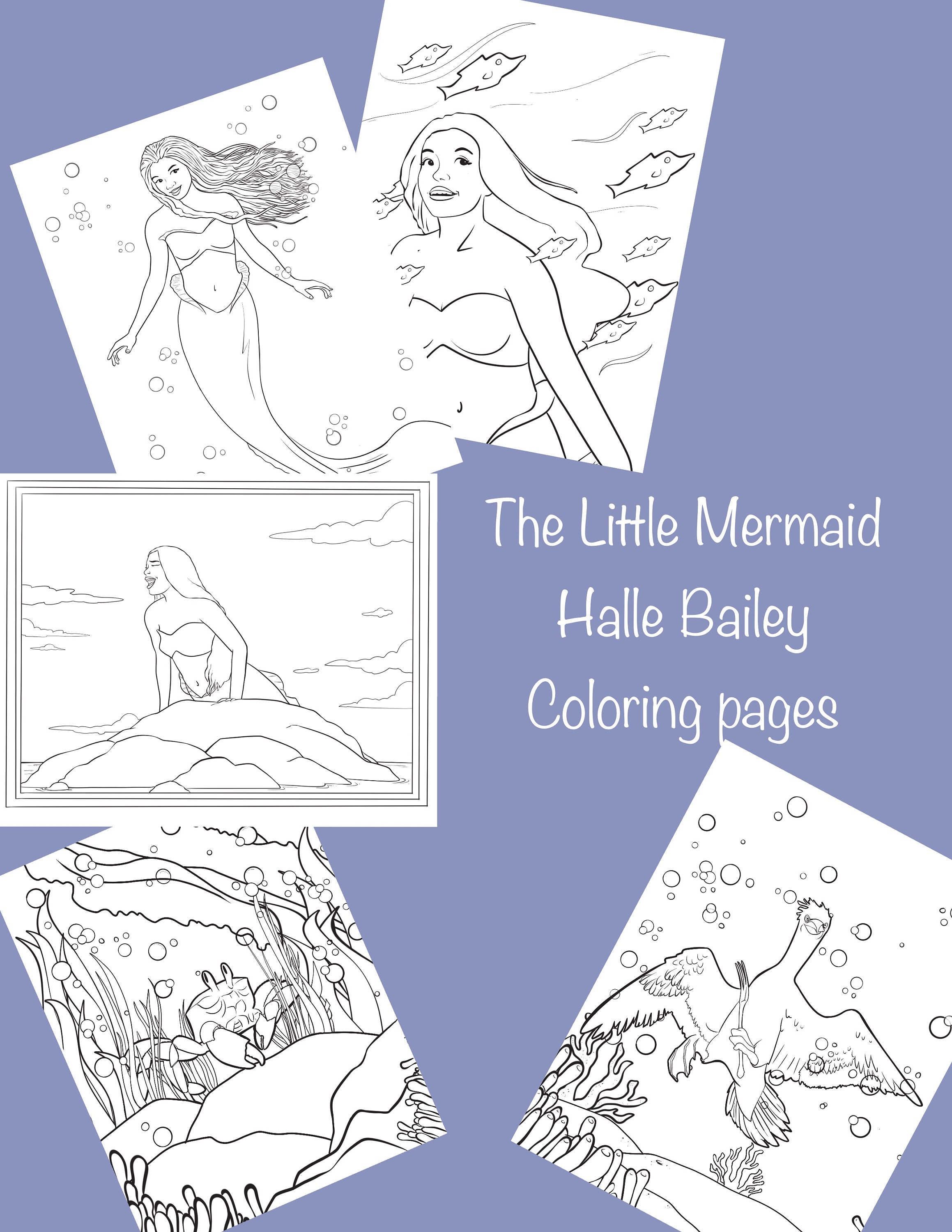 Little mermaid live action coloring pages and activity sheets instant download download now