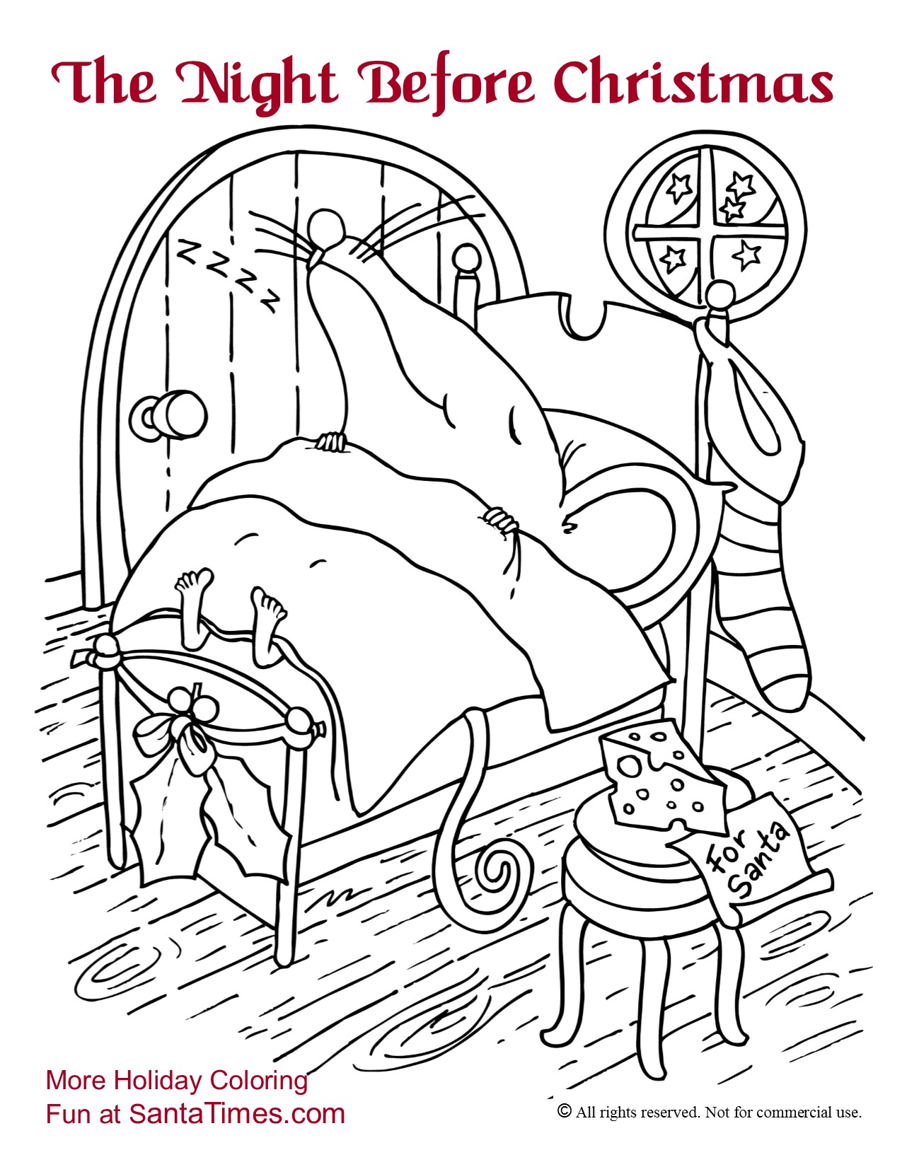 The night before christmas coloring page printout