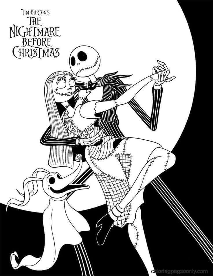 Nightmare before christmas coloring pages printable for free download