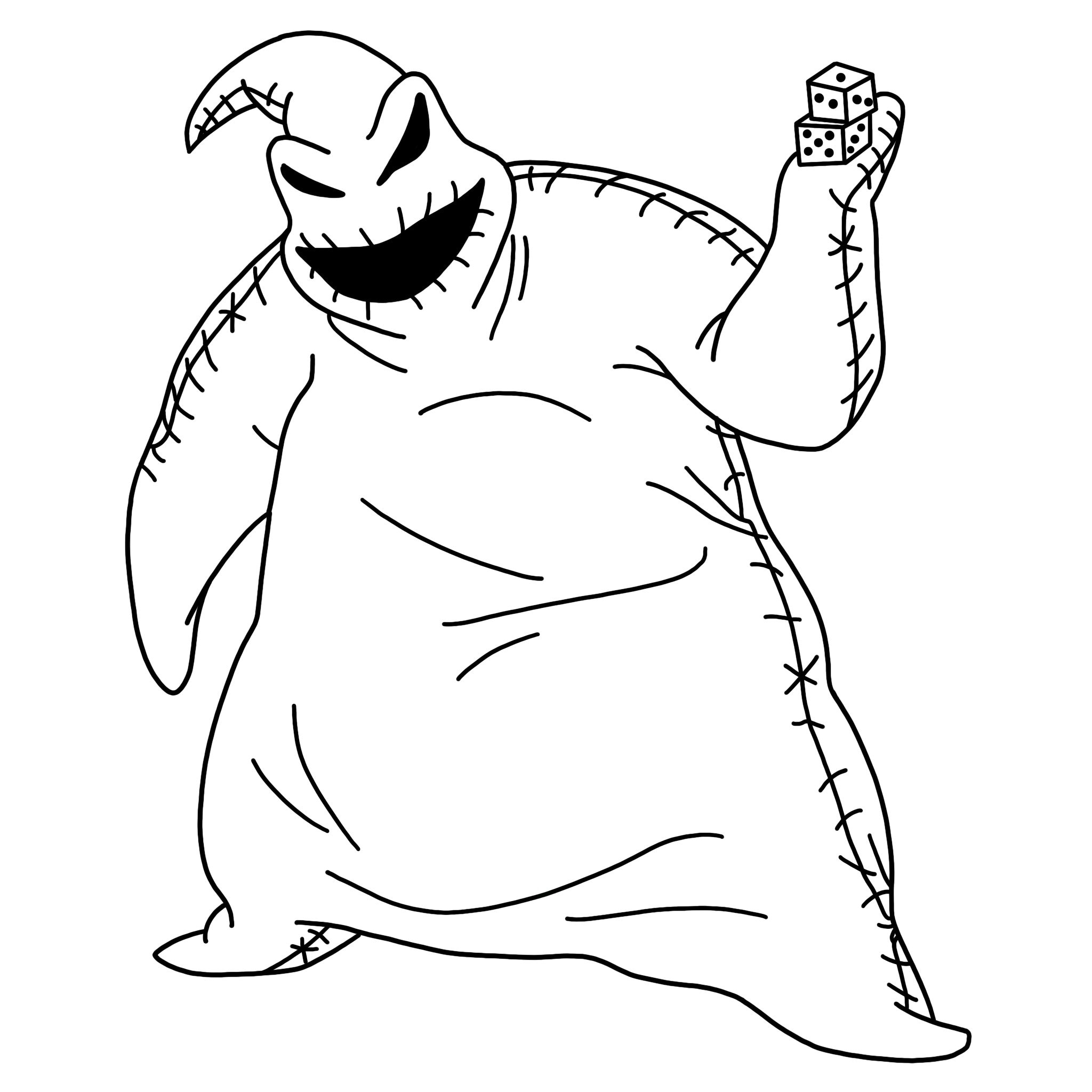 Oogie boogie with dice digital files the nightmare before christmas svgpdfpngjpeg halloween coloring pages kids coloring pages