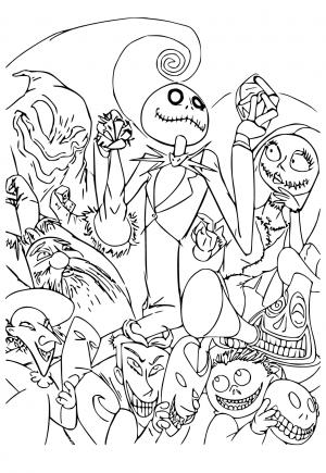 Free printable nightmare before christmas coloring pages for adults and kids