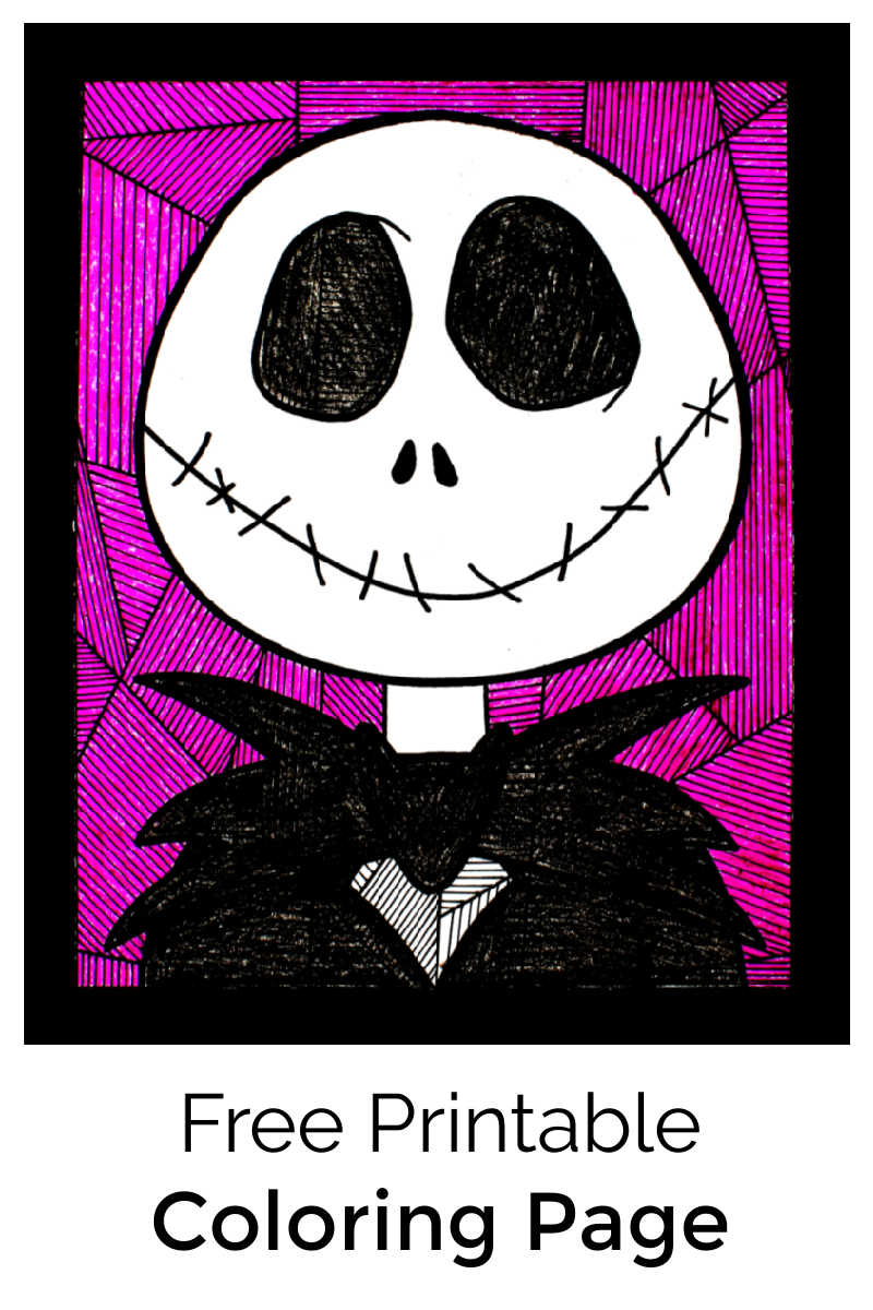 Jack skellington line study coloring page