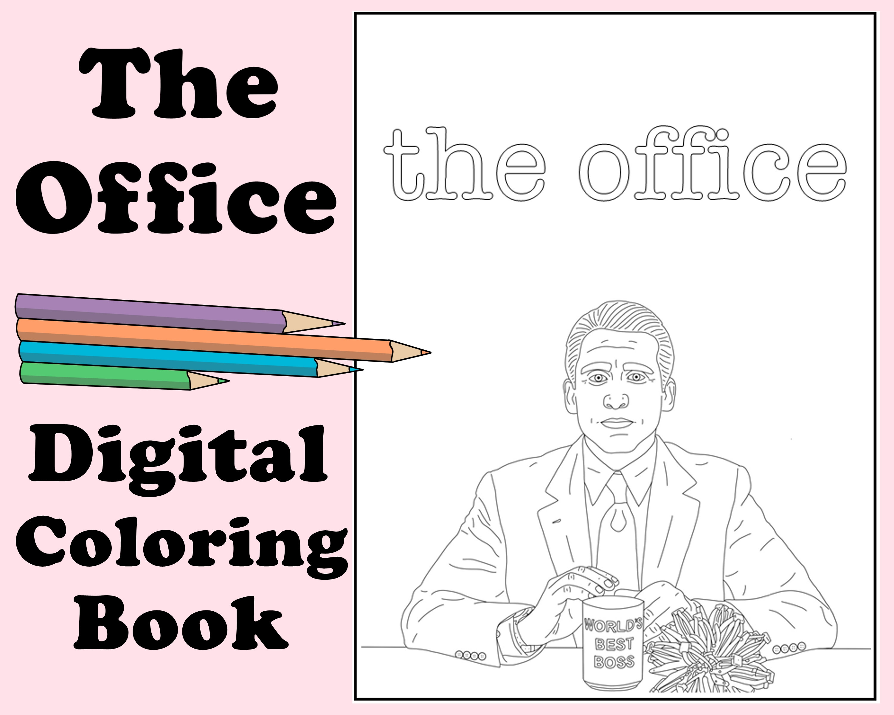 The office digital coloring book instant print pdf indoor activity secret santa gift art therapy coloring pages stocking stuffer