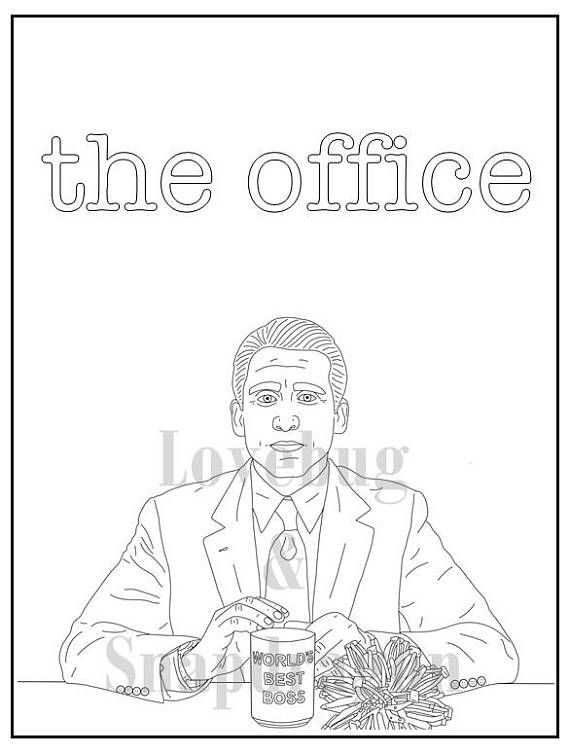 The office digital coloring book instant print pdf indoor