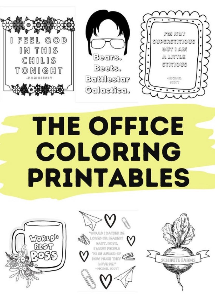 The office themed coloring sheet printable full size