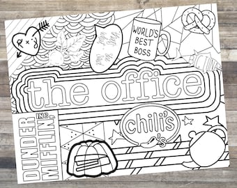 The office adult coloring sheet instant download