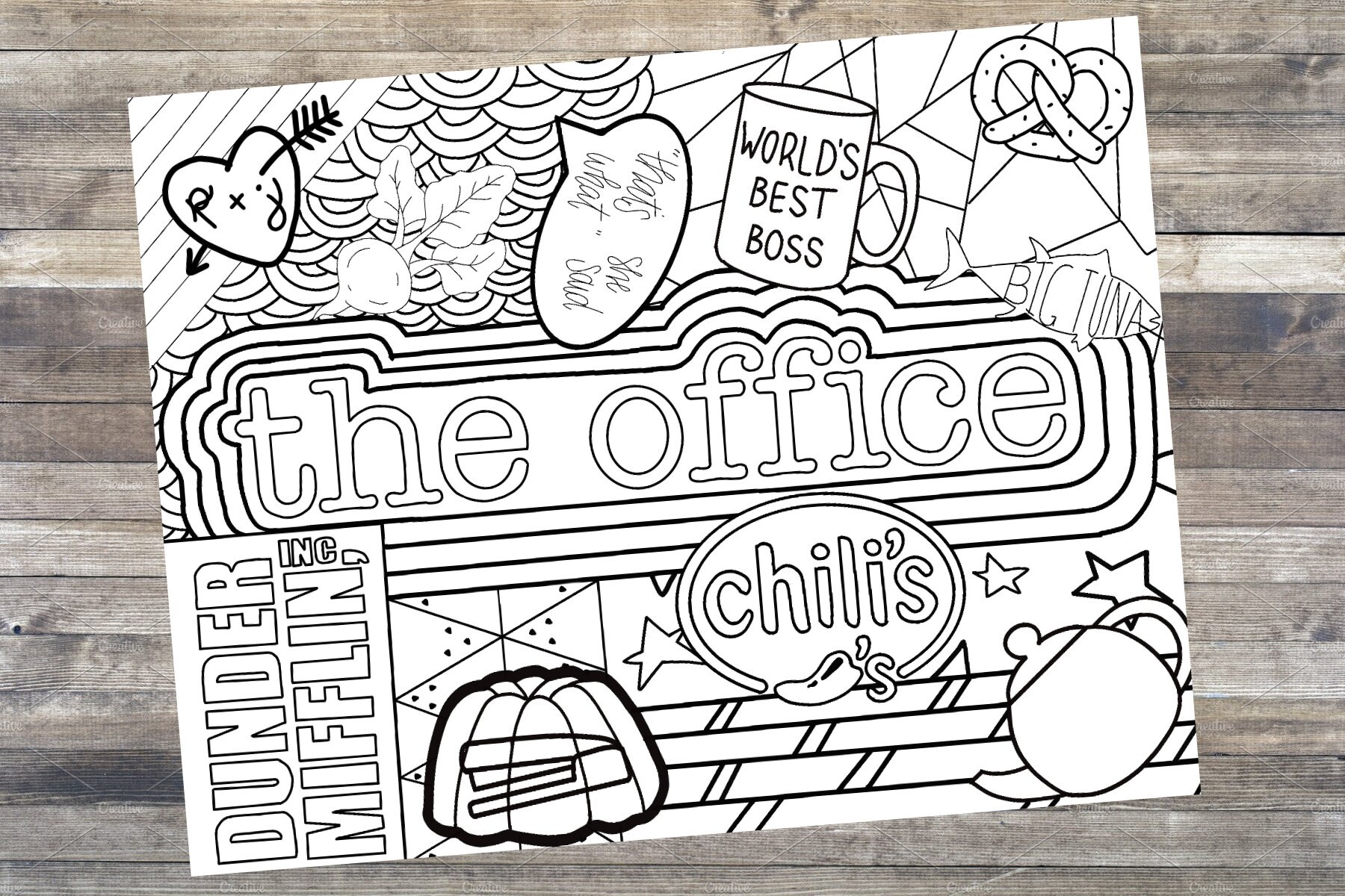 The office adult coloring sheet instant download