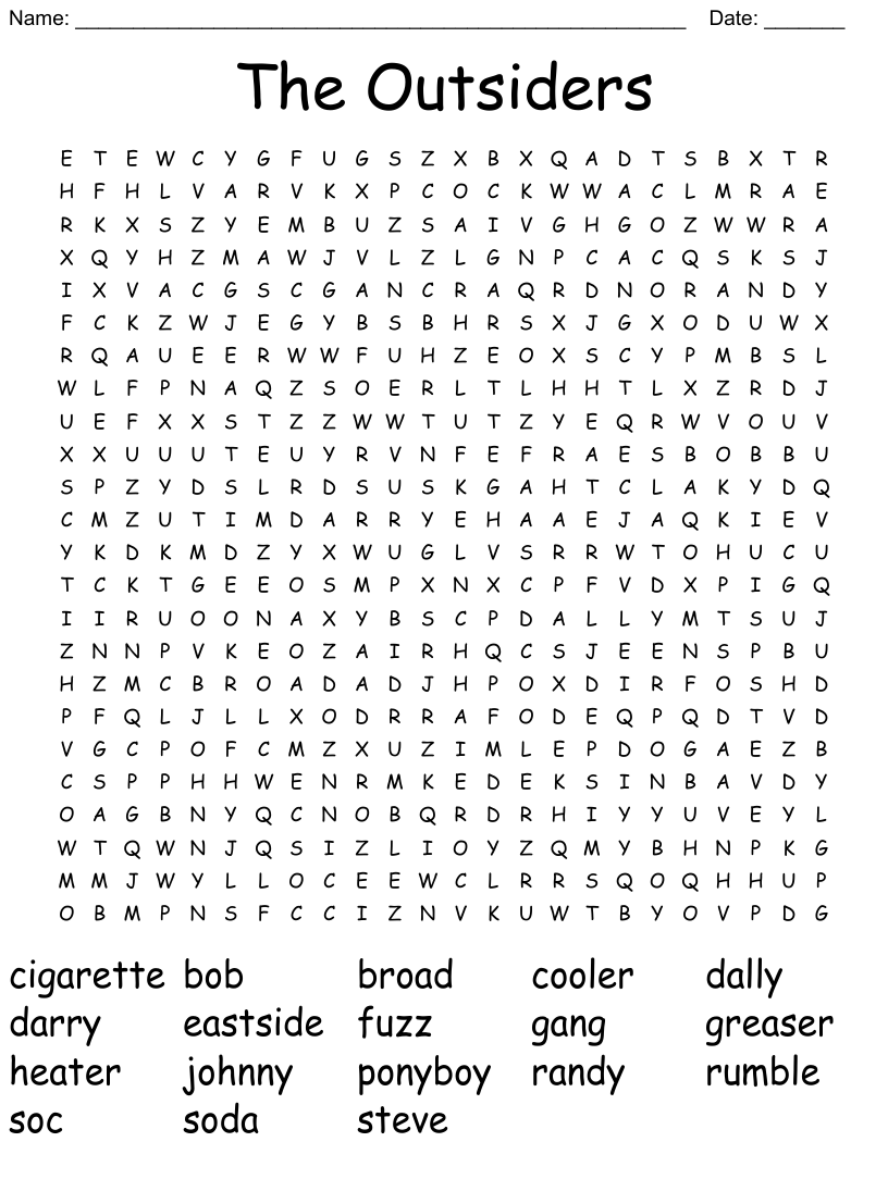 The outsiders word search
