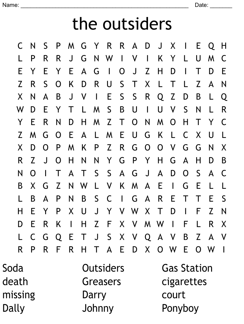 The outsiders word search