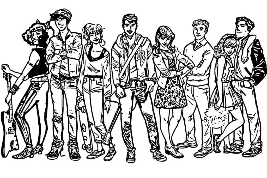 Riverdale characters coloring page