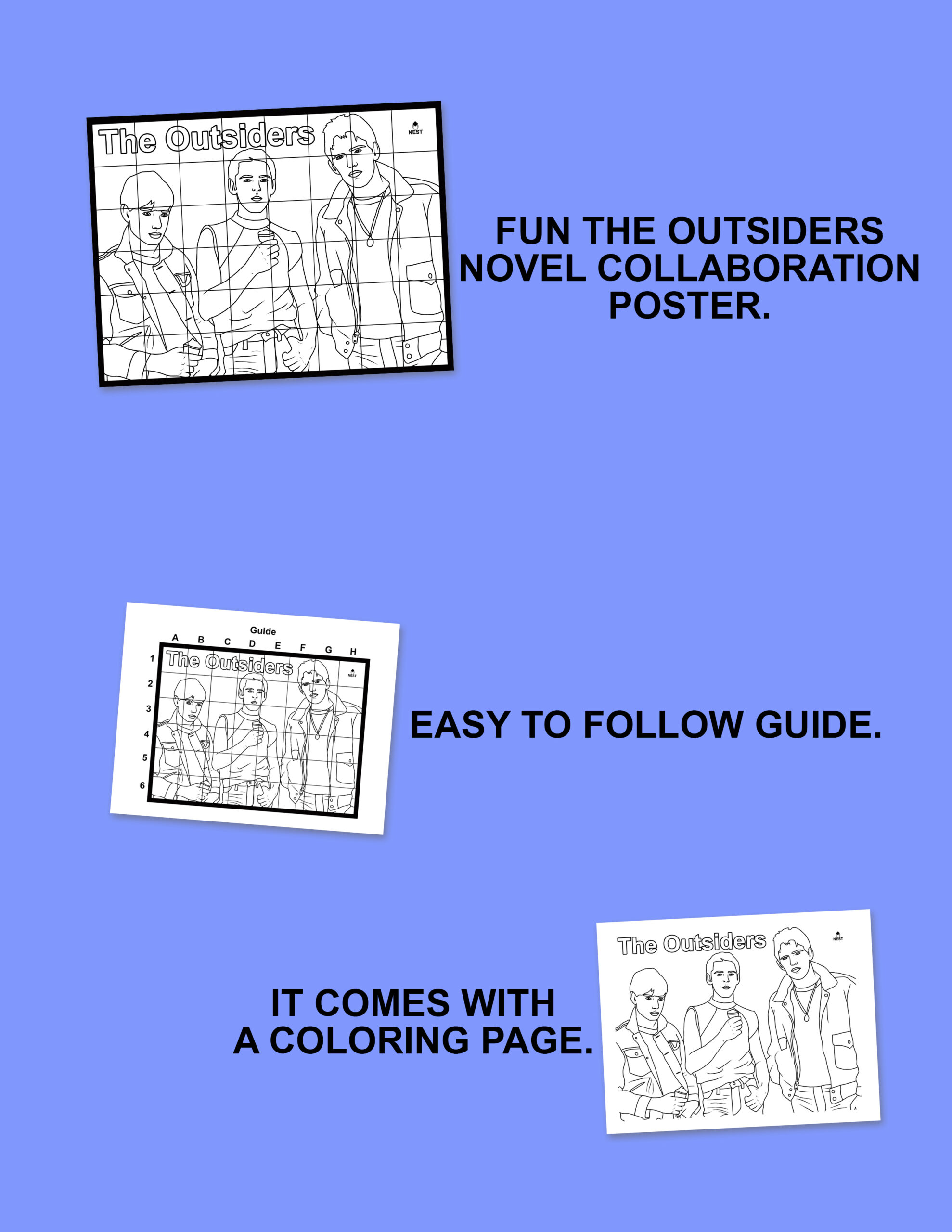 The outsiders novel collaboration poster made by teachers