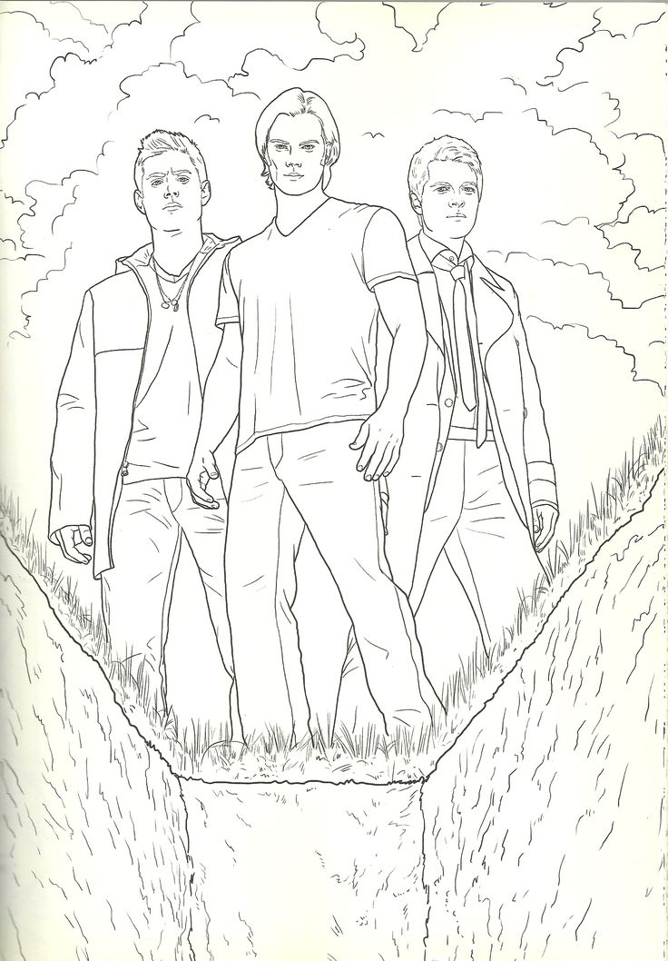 Sam dean and cas supernatural coloring page supernatural colorir