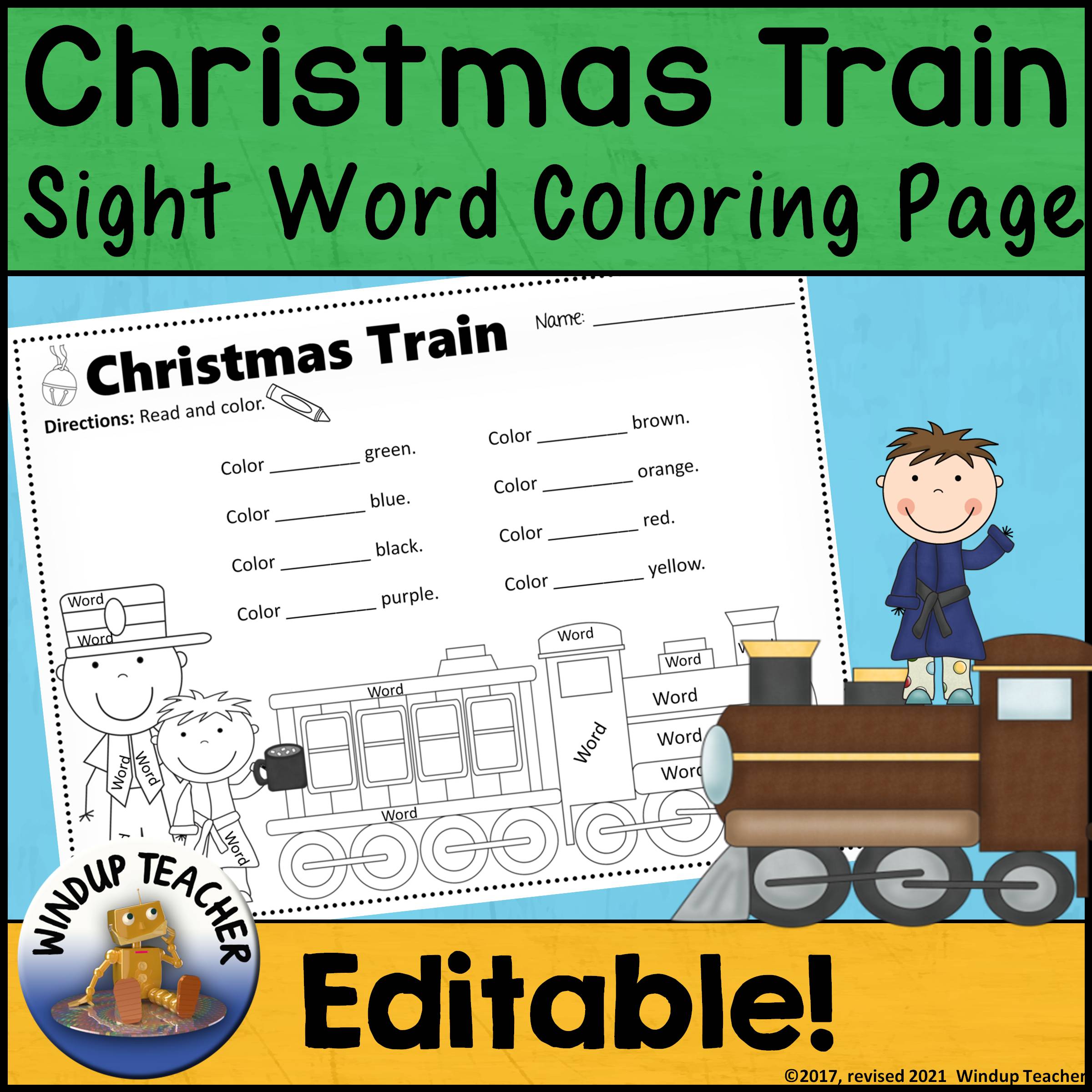 Winter color by sight word activity sheet