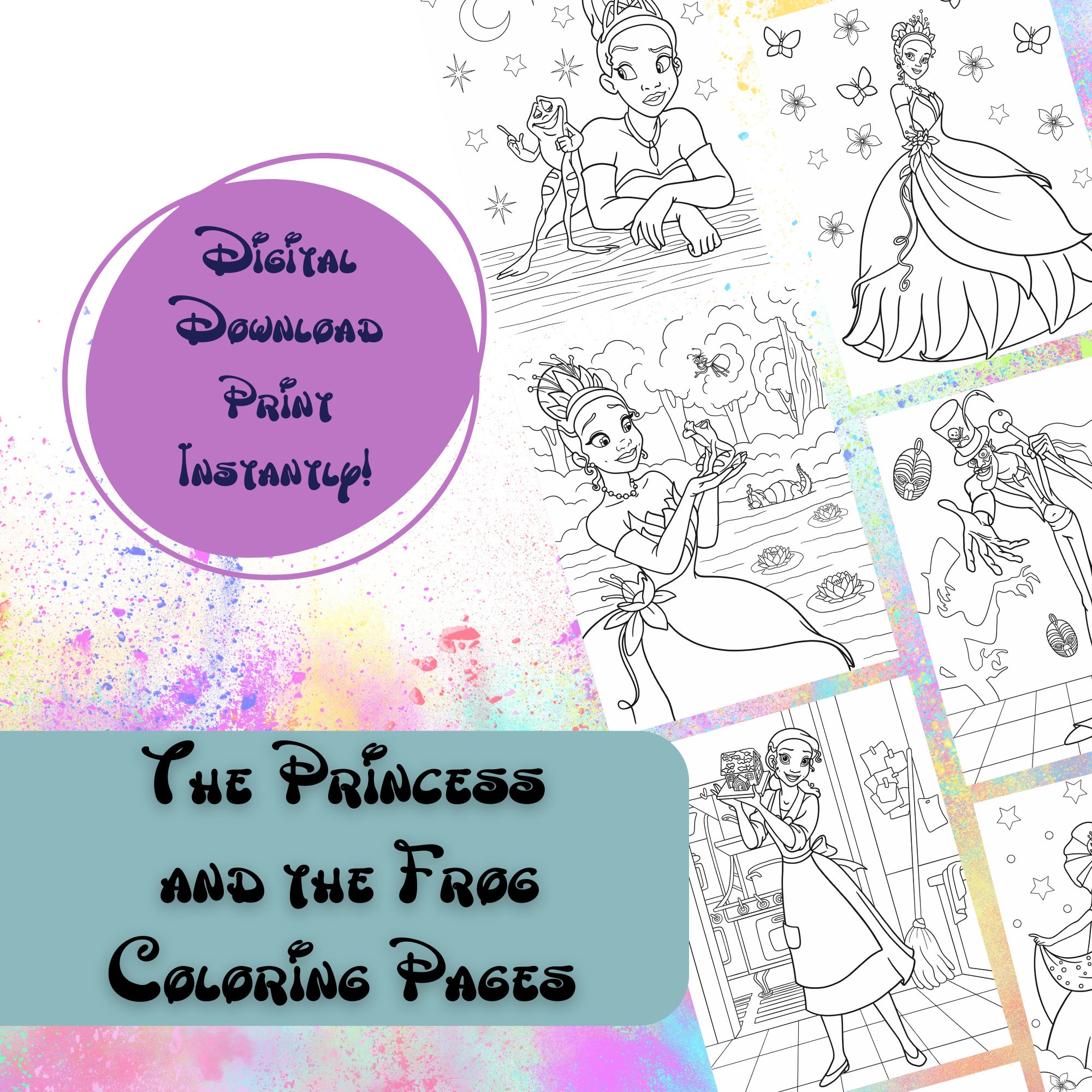 The princess and the frog coloring pages tiana coloring pages coloring book instant download coloring pages coloring pages for kids