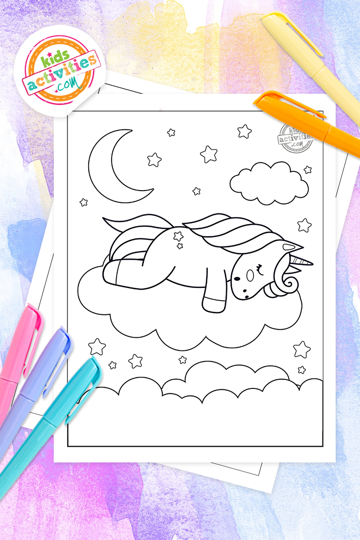 Free magical cute unicorn coloring pages kids activities blog