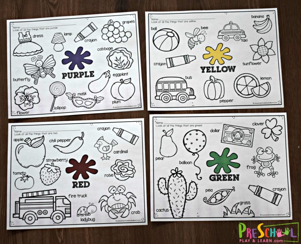 Free printable color worksheets for kids