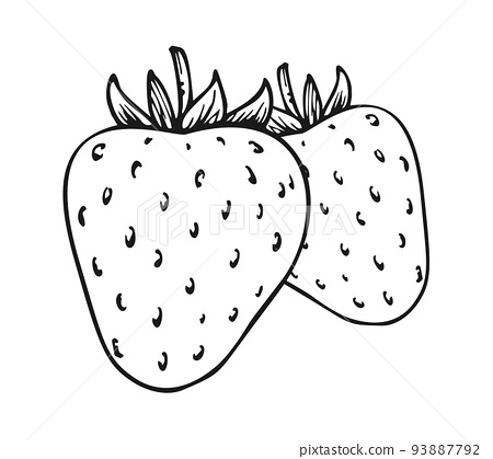 O whole ripe strawberry coloring book page