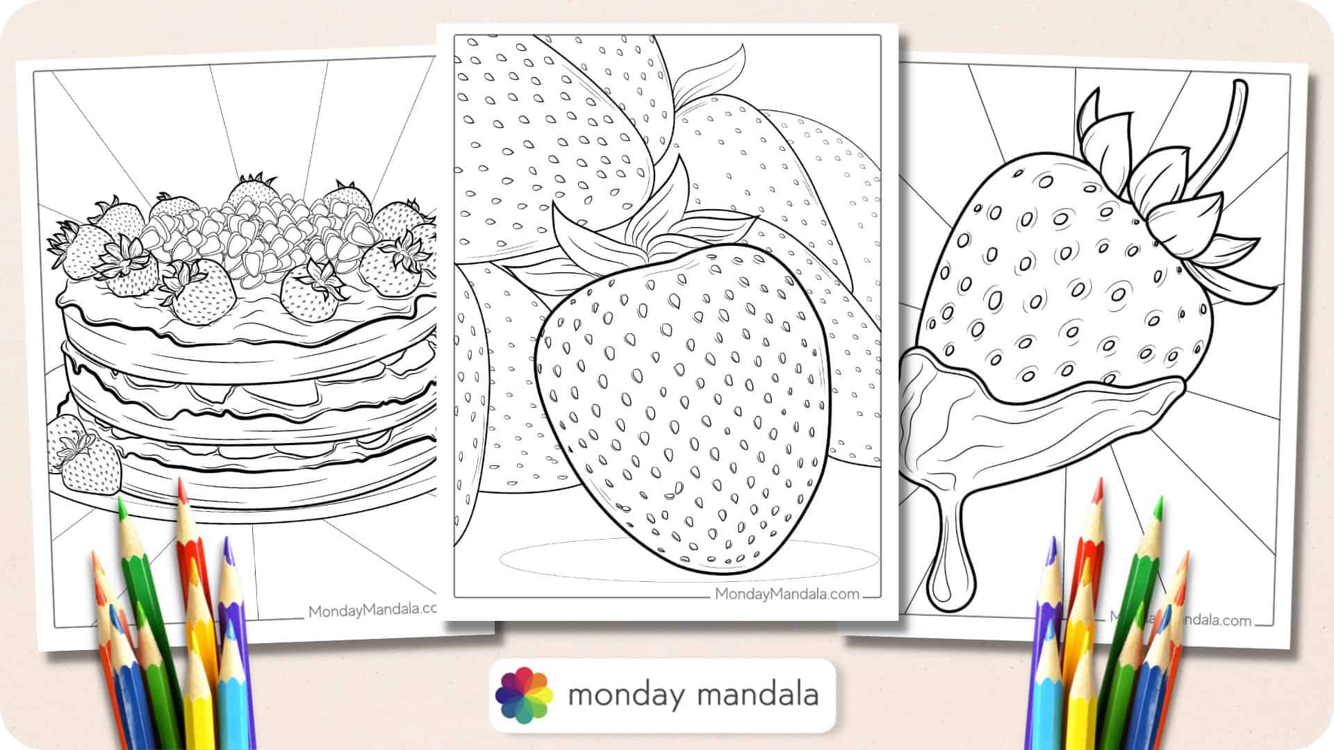 Strawberry coloring pages free pdf printables