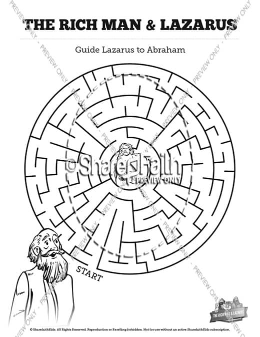 Luke lazarus and the rich man bible mazes â