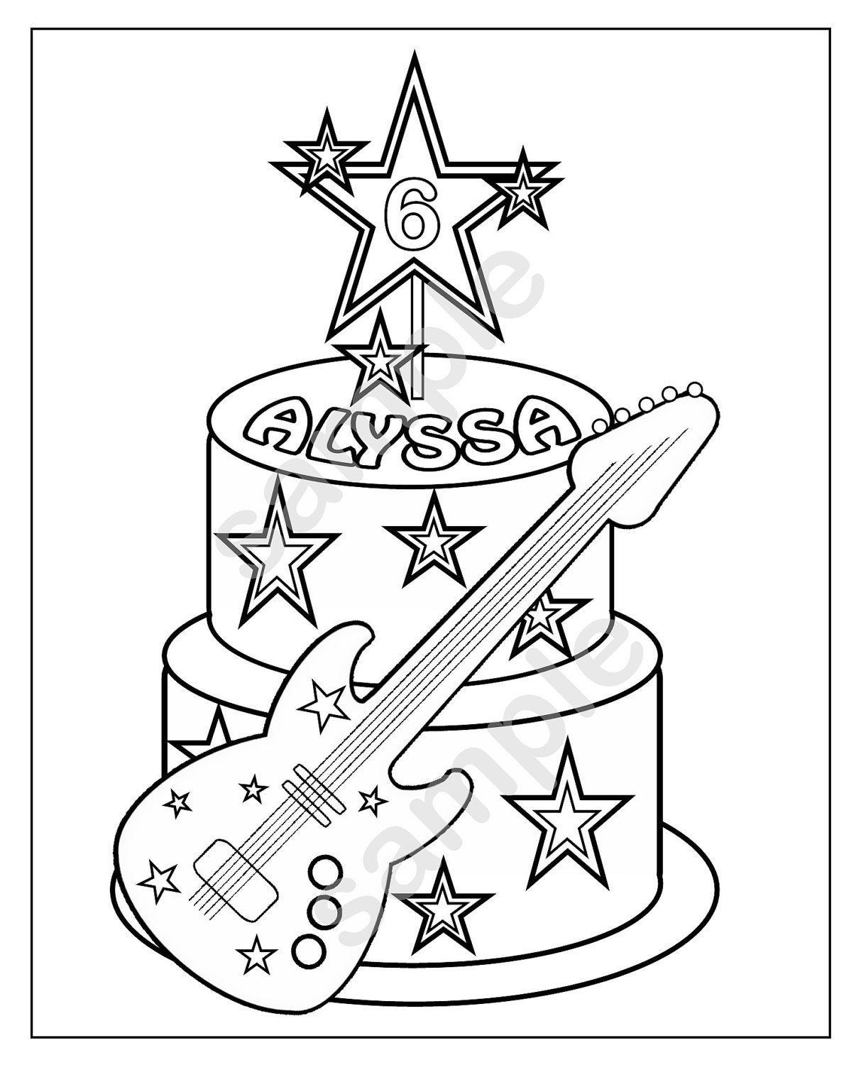 Personalized rockstar coloring page birthday party favor colouring activity sheet personalized printable template