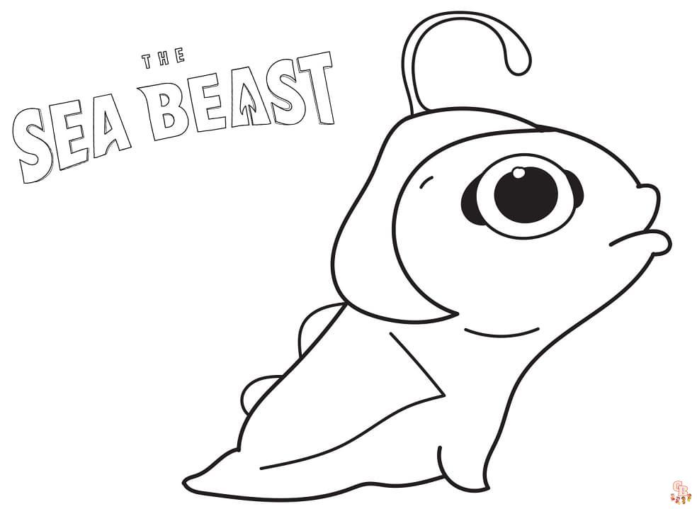 Cute monster from the sea beast coloring pages