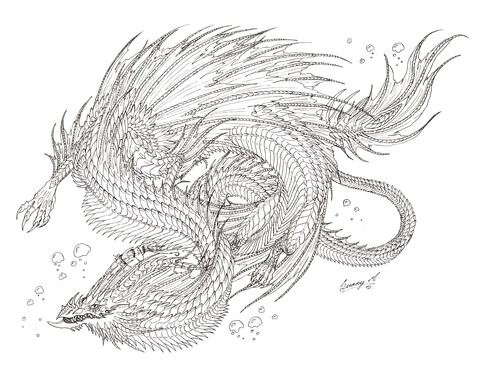 Sea serpent dragon coloring page free printable coloring pages