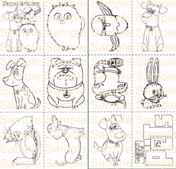 Secret life of pets coloring book digital coloring pages sheets birthday party printables supplies fun coloring dog cat party favor pdf