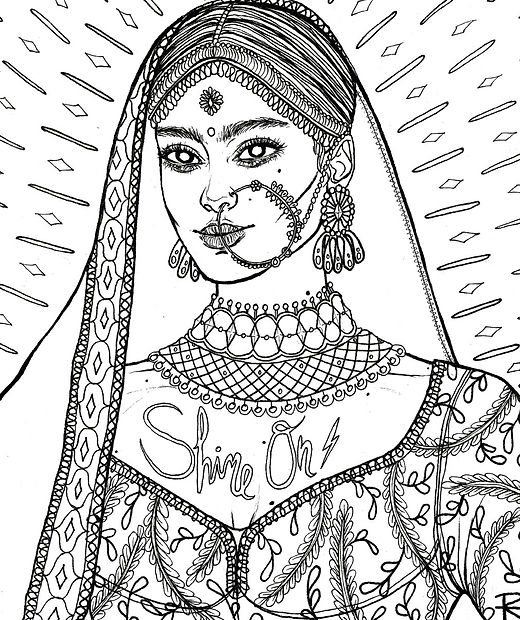 Printable coloring page girl shining on roselin estephanãa