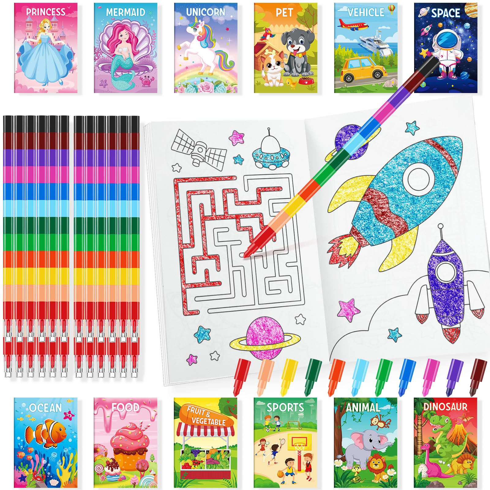 Coloring books for kids with stacking crayons set mini coloring books bulk for ages