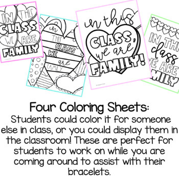 Our class is a family large small wall display coloring sheets bracelets