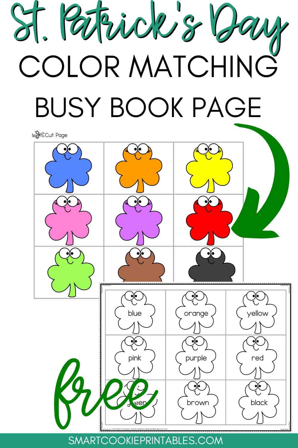 Free st patricks day color matching busy book activity