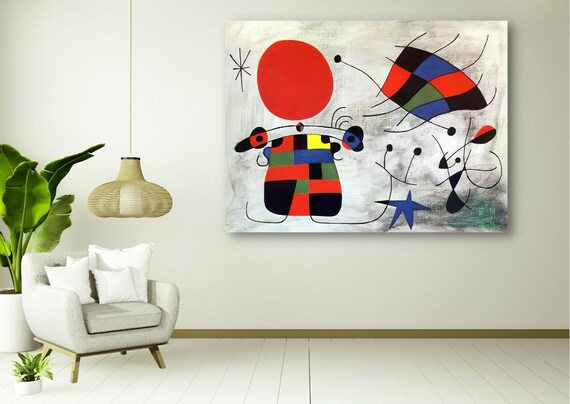 Joan mirã smile of the flamboyant wings canvas wall art joan miro wall art canvas poster ready to hang panel abstract art home decor