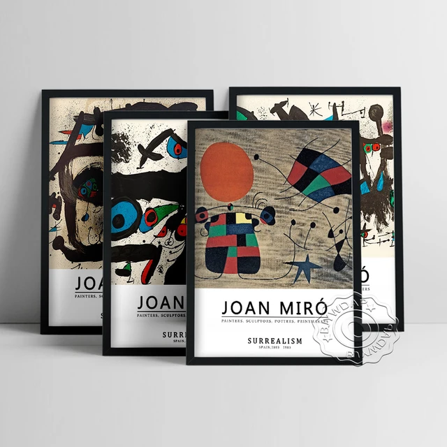 Joan miro exhibition museum poster the smile of the flamboyant wings wall stickers the farmer and his wife home decor prints