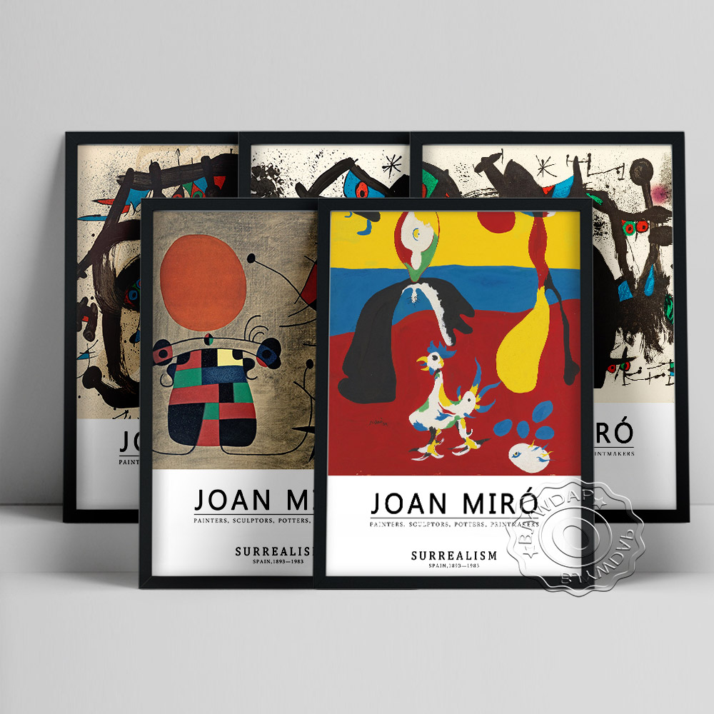 Joan miro exhibition museum poster the smile of the flamboyant wings wall stickers the farmer and his wife home decor prints