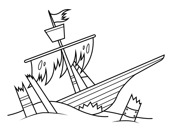 Printable shipwreck coloring page