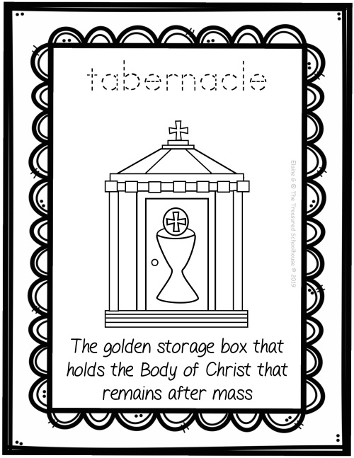 Inside the church posters and coloring pages made by teachers