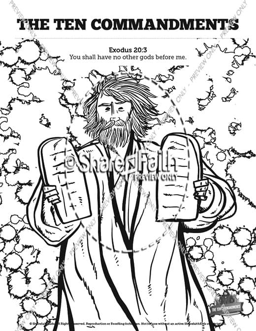 Ten mandments sunday school coloring pages â