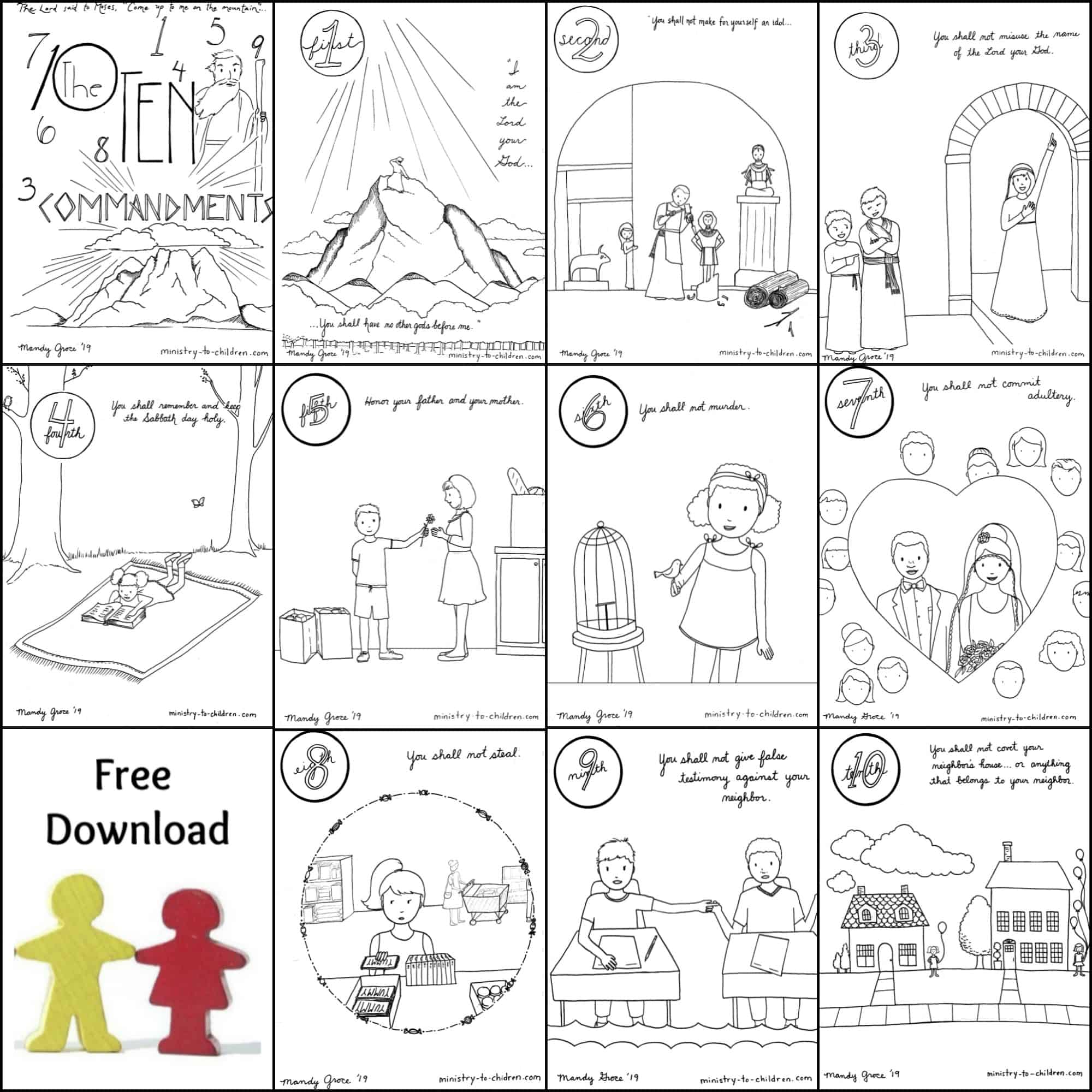 Mandments coloring book free printable pdf pages for kids