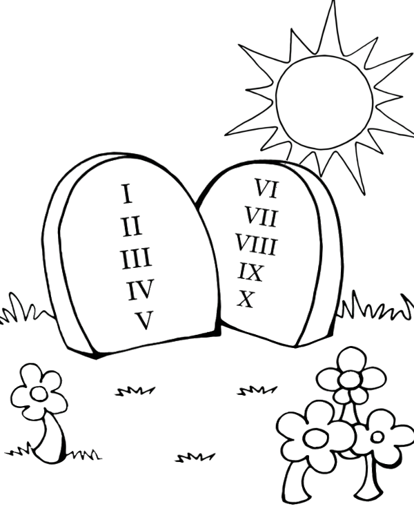 Gods decalogue on printable coloring page