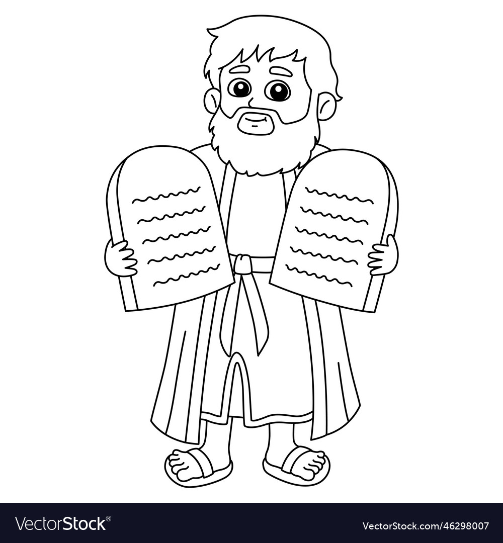 Moses with mandments isolated coloring page vector image