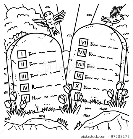 Christian ten mandments tablets coloring page