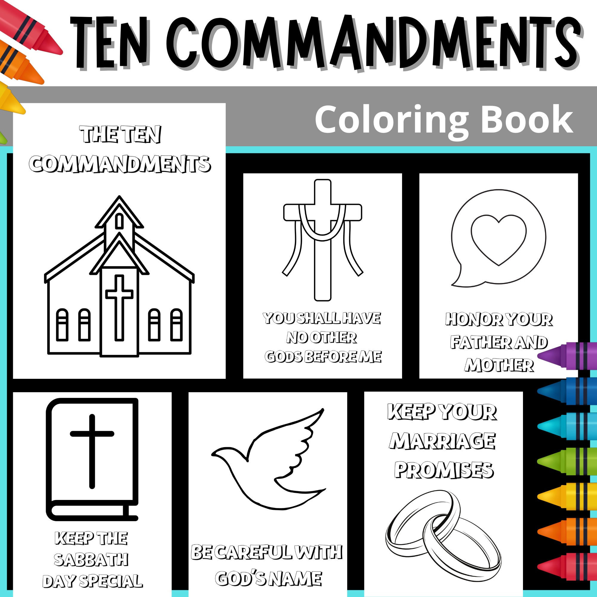 Ten mandments coloring book posters printables kid