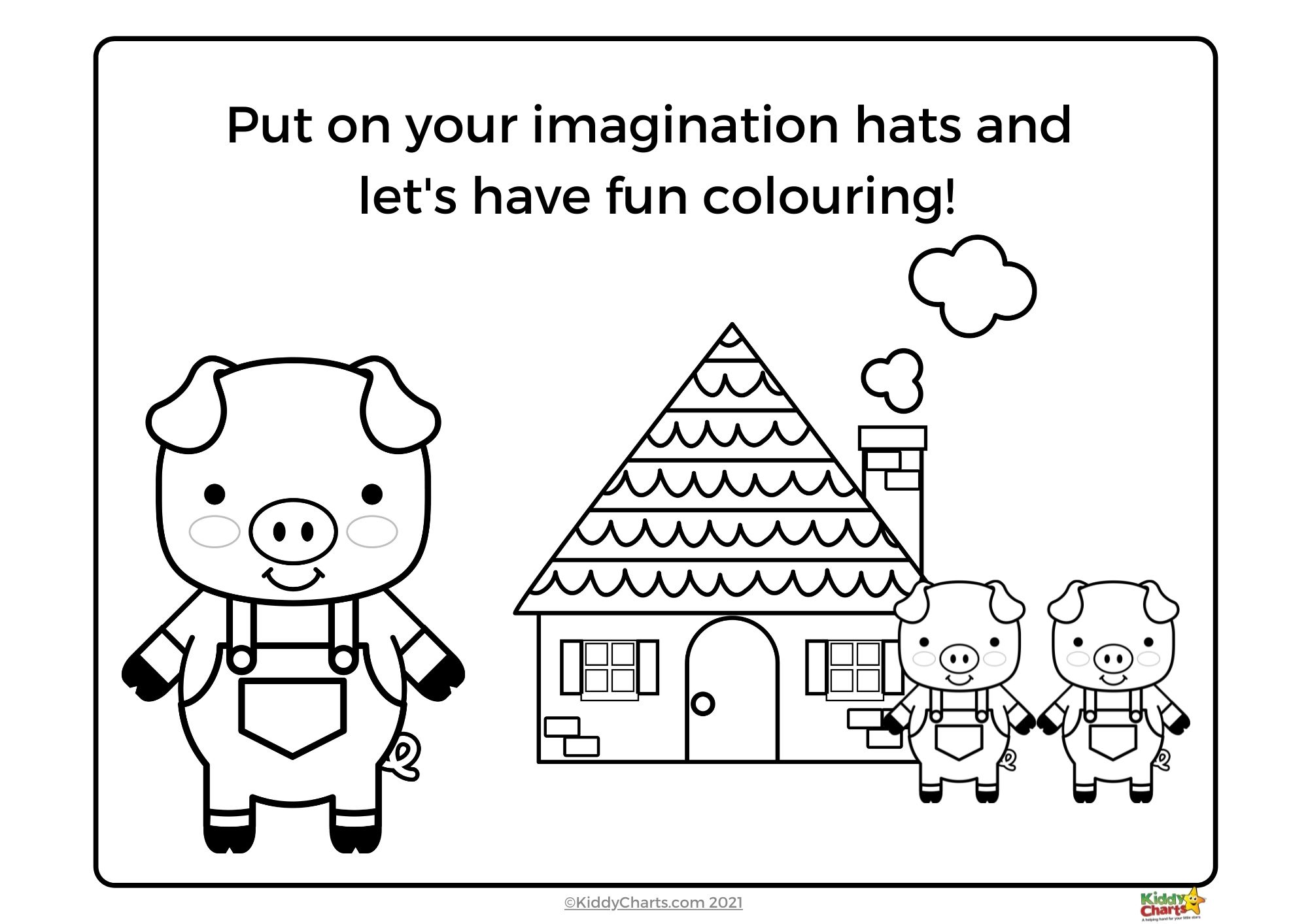 Cute coloring pages three little pigs