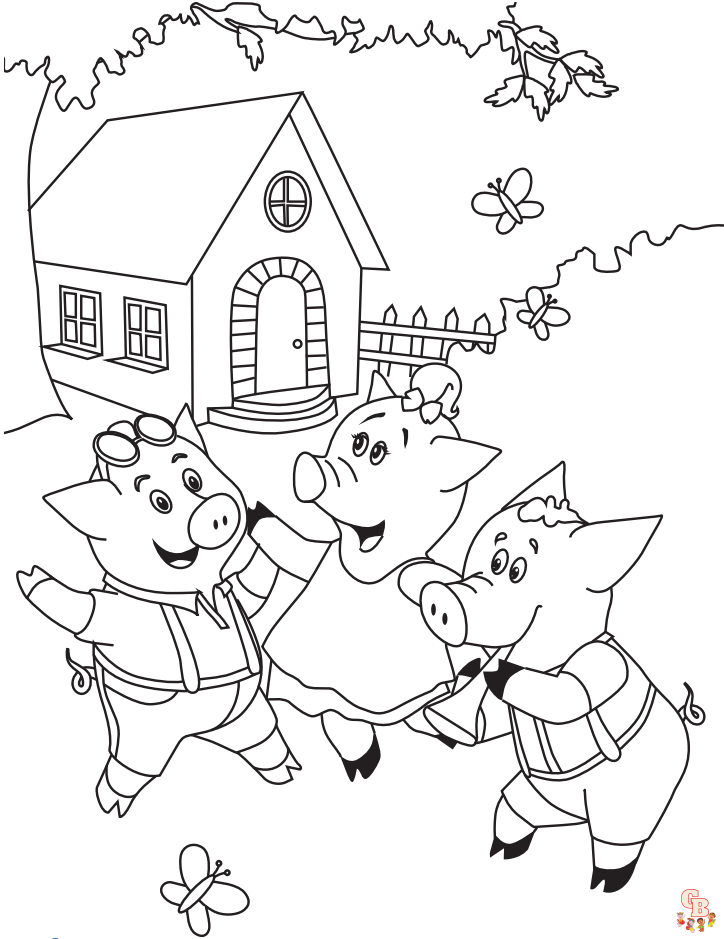 Get creative with three little pigs coloring pages