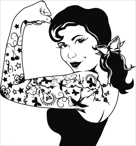 We can do it girl tattoo coloring page free printable coloring pages