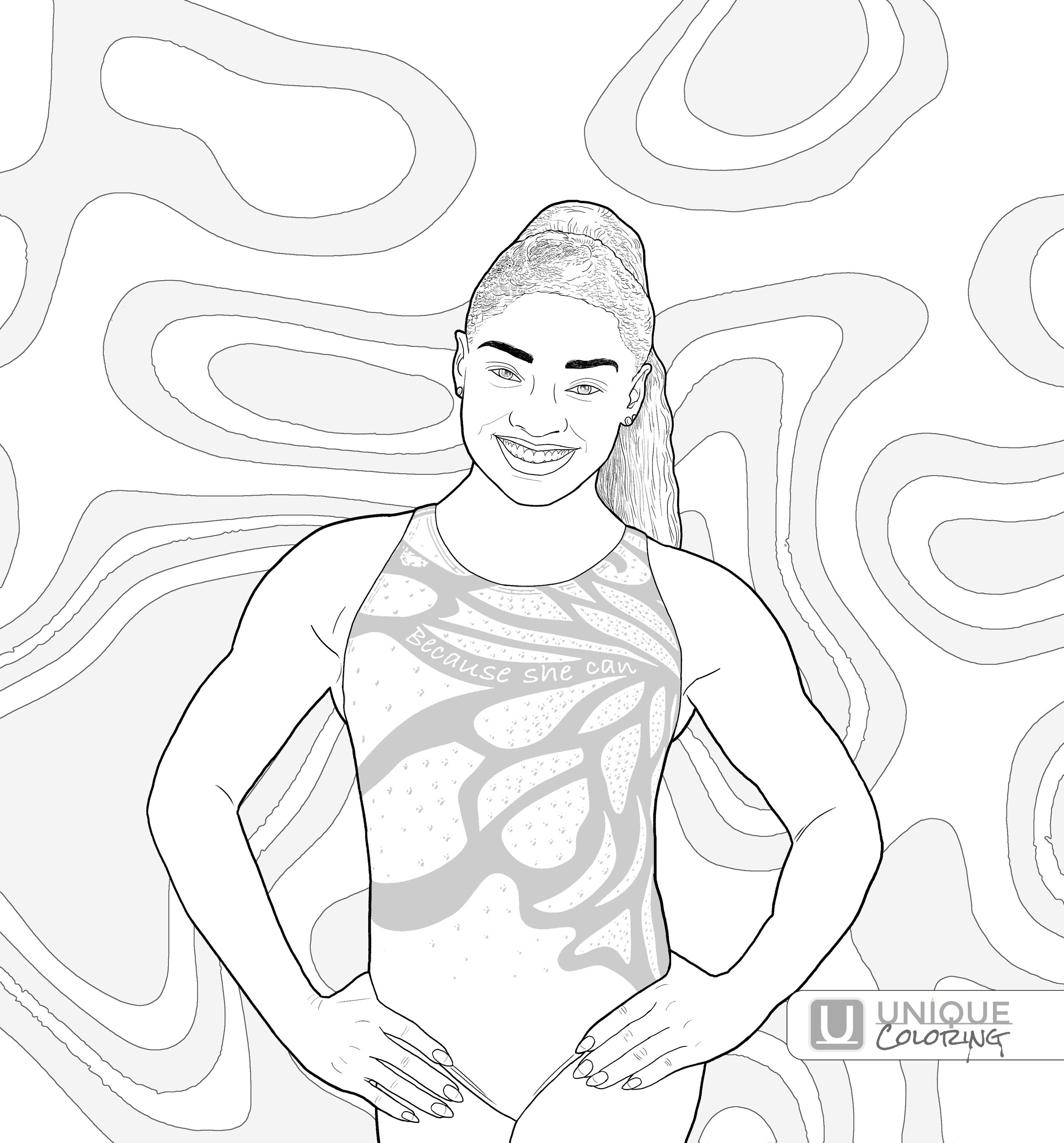 Simone biles page â unique coloring