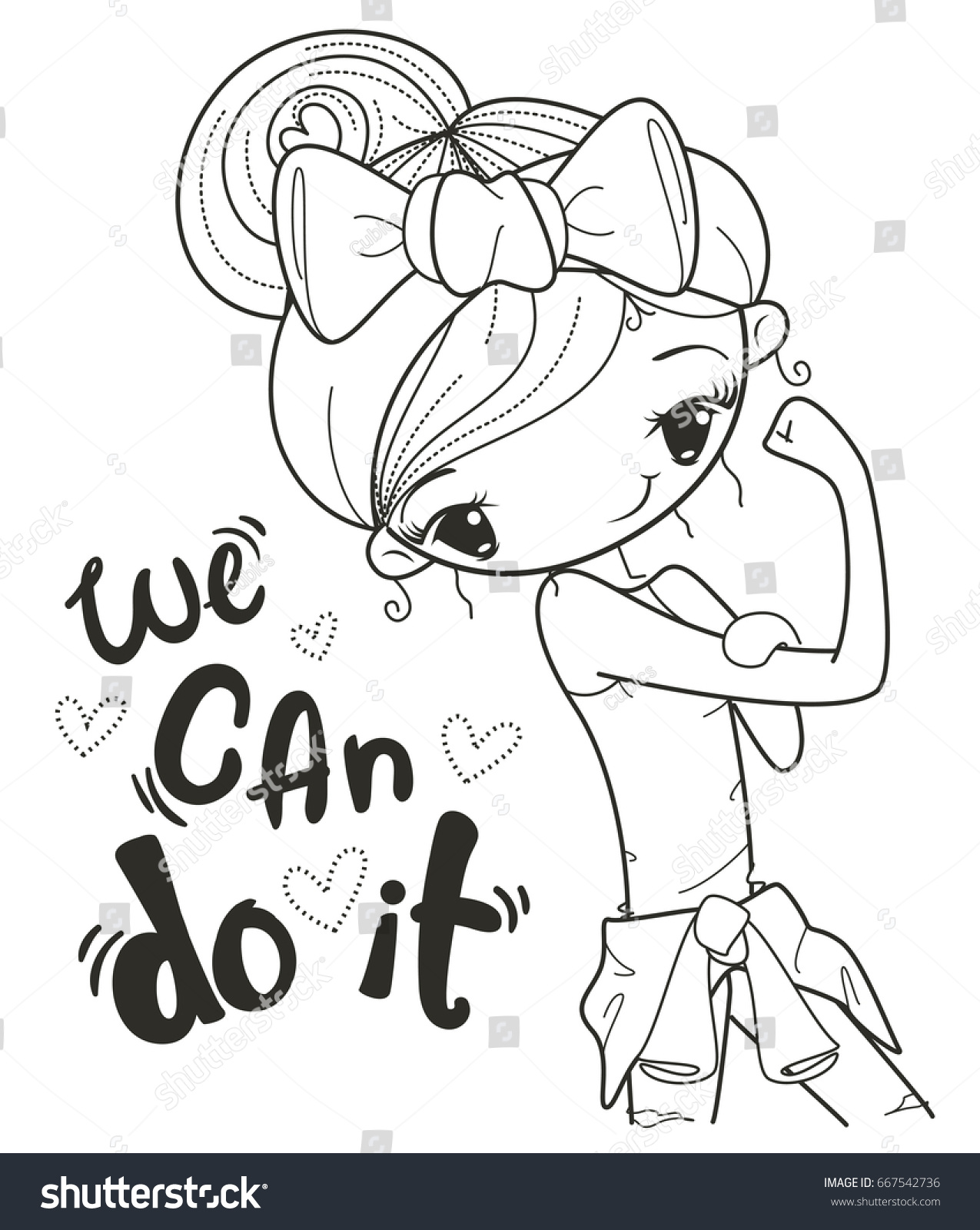 Coloring page outline cute pinup girl stock vector royalty free