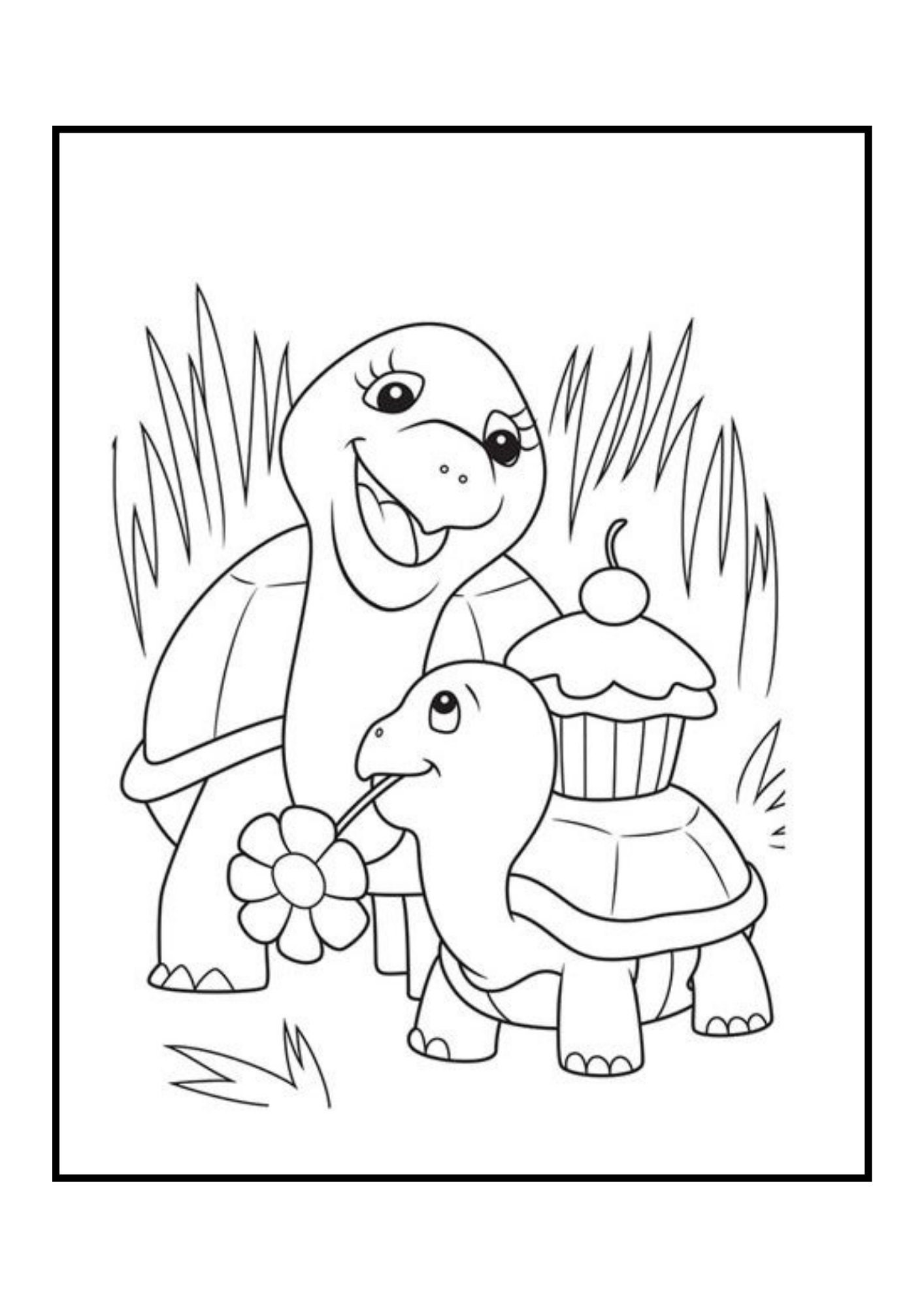 Tortoise coloring book tortoise in bush digital download animal coloring book coloring book downloadable product